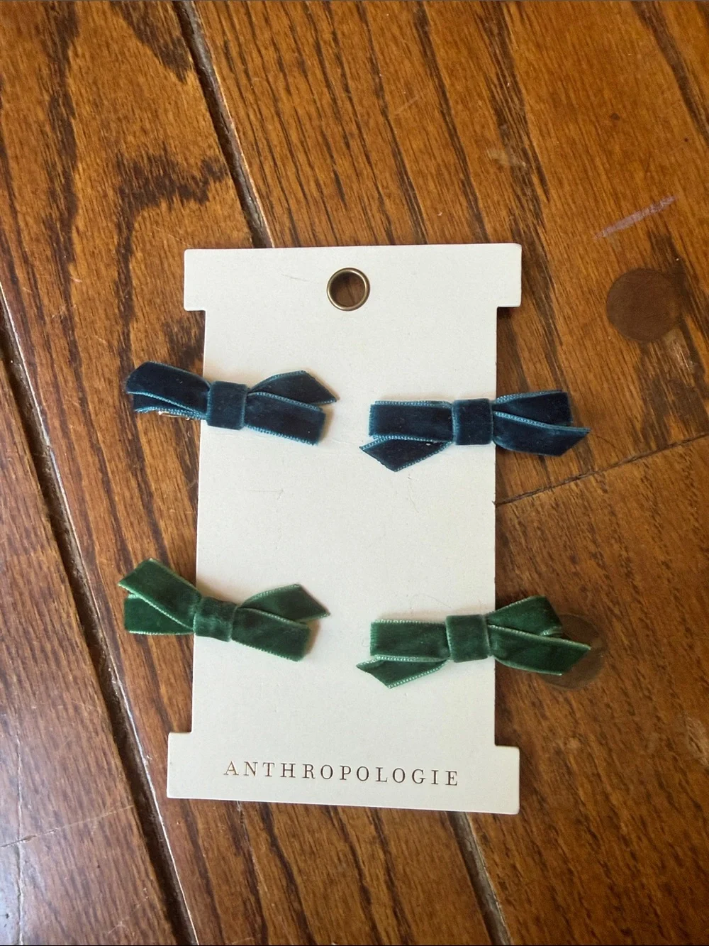 Anthropologie set of two mini velvet bow clips
